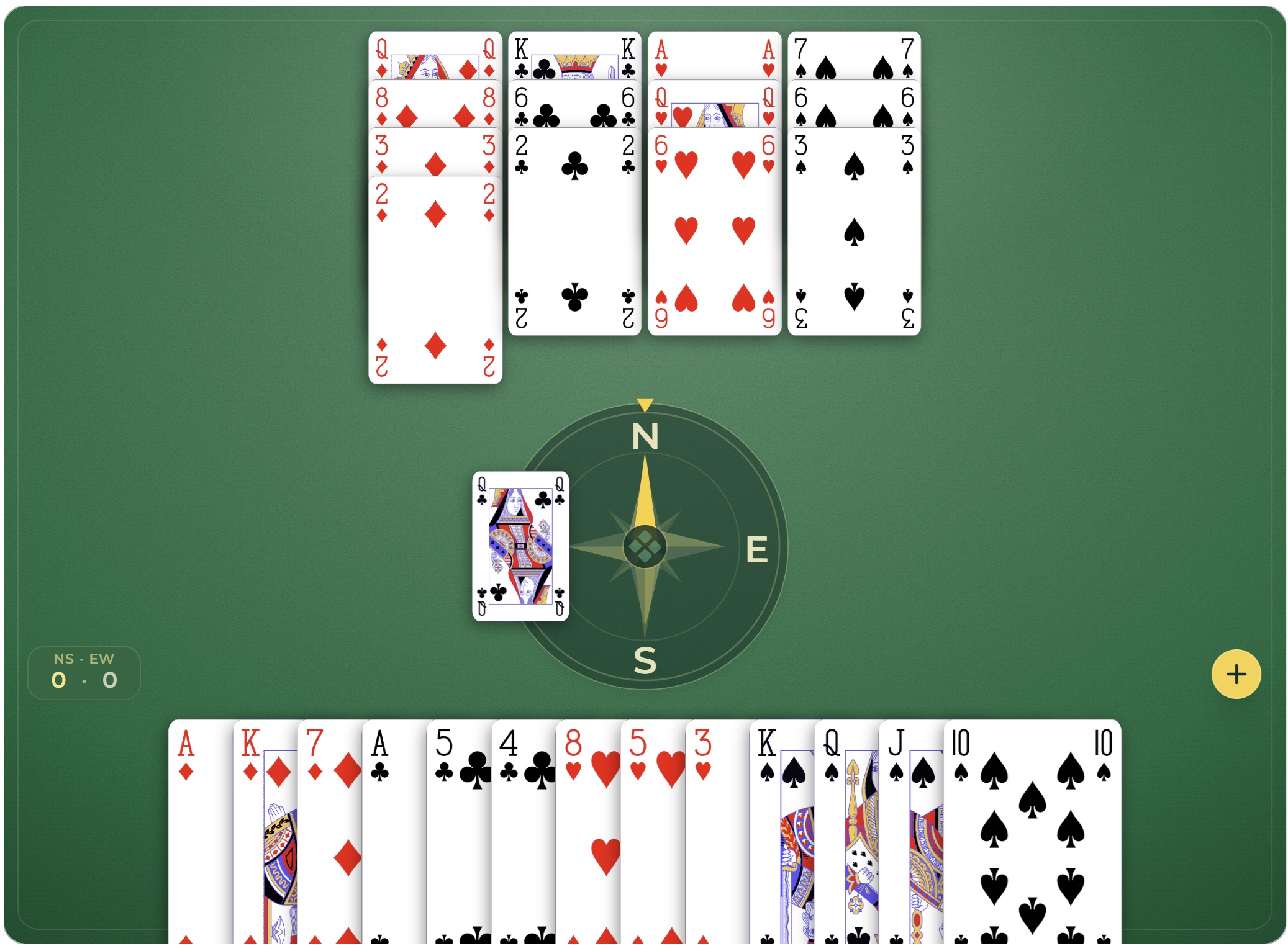 Een bridgepartij in de speler